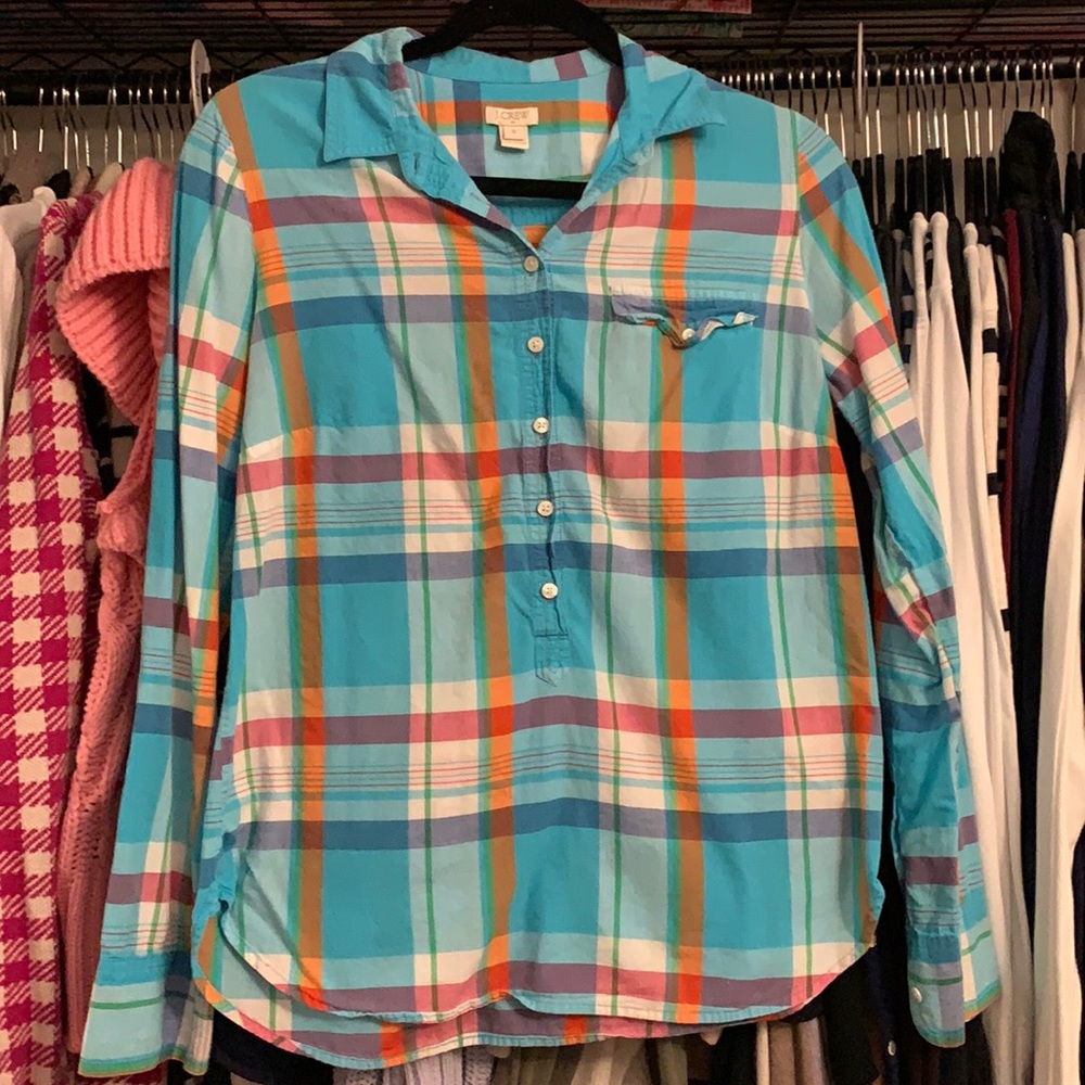 J crew factory plaid button up small